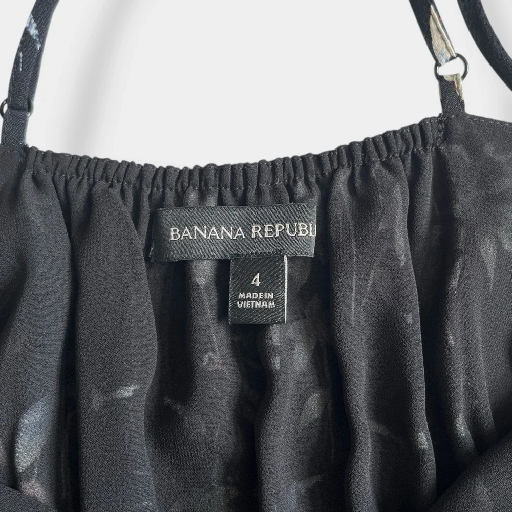 Banana Republic Black Floral Birds Midi Dress Strappy Summer Dress 4 - Picture 9 of 13